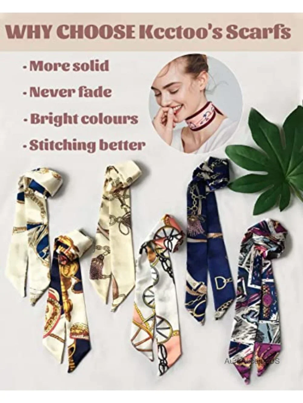 Multipurpose Imitation Silk Fashion Scarf for Neck Hair Handbag Decoration